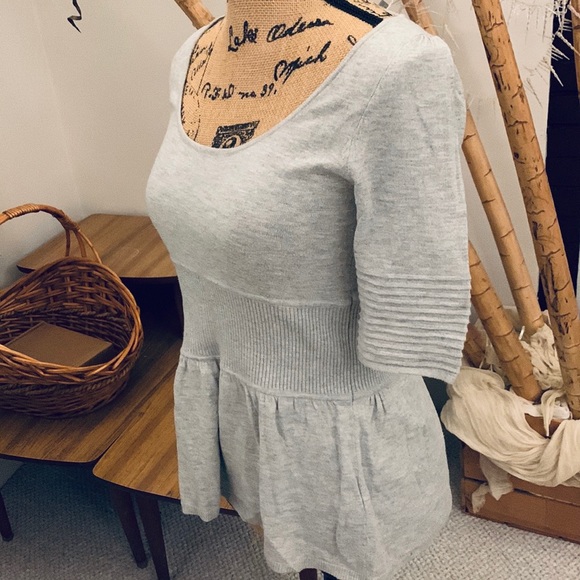 Boston proper peplum fitted flare grey sweater S - Picture 2 of 6